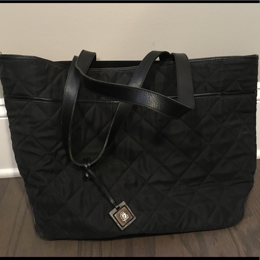 Black quilted Ralph Lauren tote